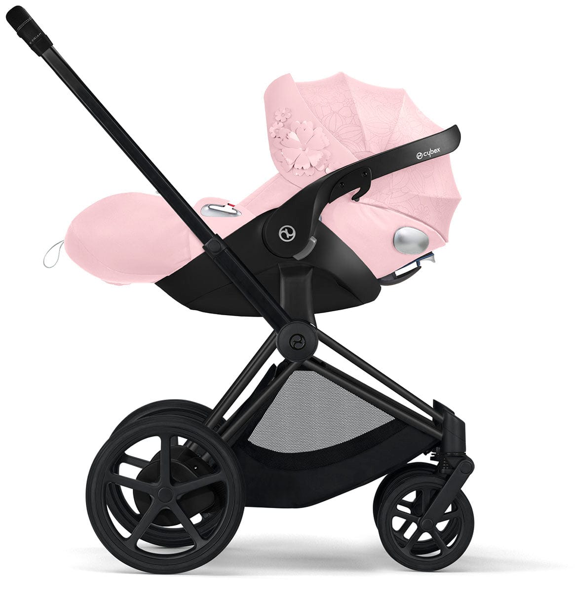 Cybex ePriam with Lux Bassinet + Cloud Q Travel System Bundle - Simply Flowers - Pale Blush - TRVL-519002649-B-SF-BLUSH