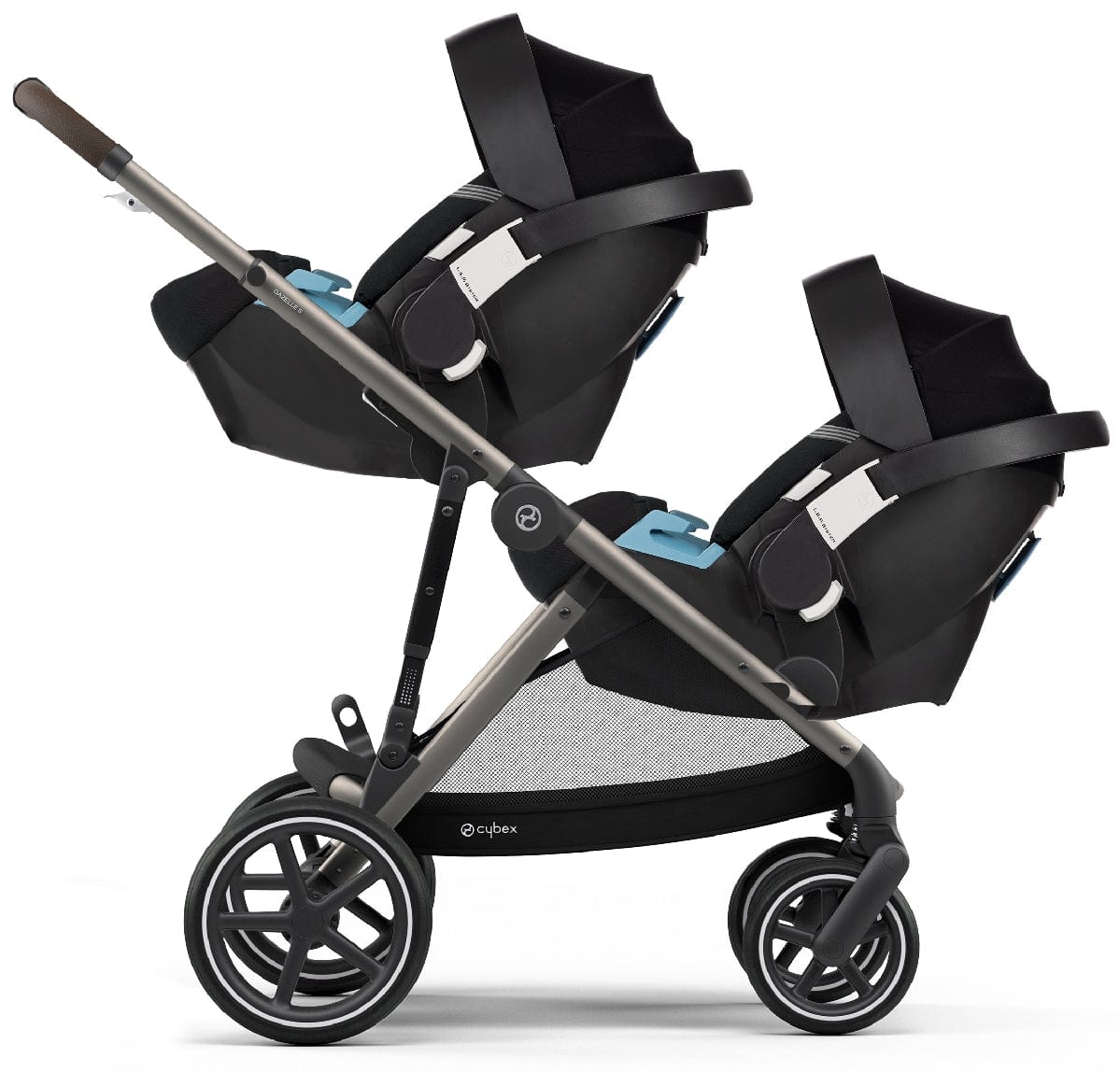 Cybex Gazelle S Double Stroller - Deep Black (Taupe Frame) - 520003561-520003571
