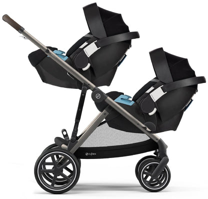 Cybex Gazelle S Double Stroller - Deep Black (Taupe Frame) - 520003561-520003571