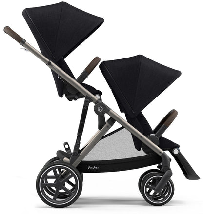 Cybex Gazelle S Double Stroller - Deep Black (Taupe Frame) - 520003561-520003571