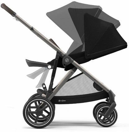 Cybex Gazelle S Double Stroller - Deep Black (Taupe Frame) - 520003561-520003571