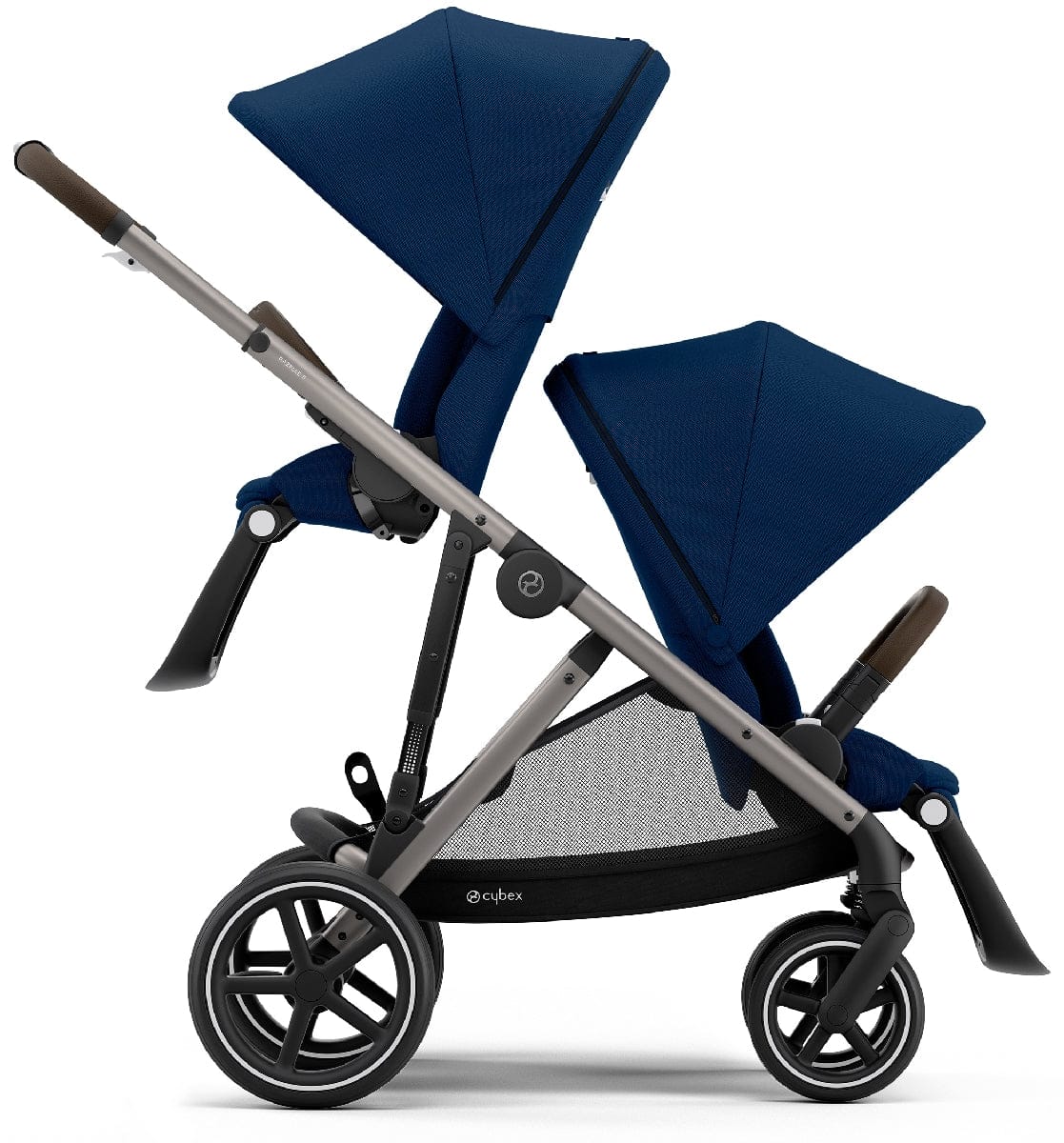 Cybex Gazelle S Double Stroller - Navy Blue (Taupe Frame) - 520003557-520003567