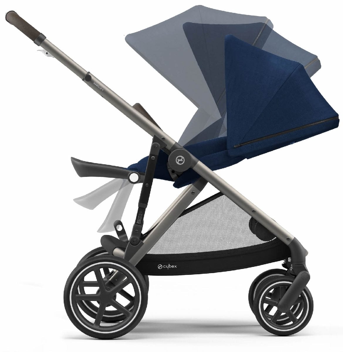 Cybex Gazelle S Double Stroller - Navy Blue (Taupe Frame) - 520003557-520003567