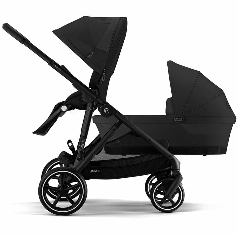 Cybex Gazelle S Single-to-Double Stroller + Cot Bundle - Classic Beige / Moon Black (Taupe Frame)