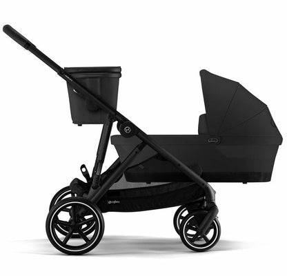 Cybex Gazelle S Single-to-Double Stroller + Cot Bundle - Soho Grey / Moon Black (Taupe Frame)