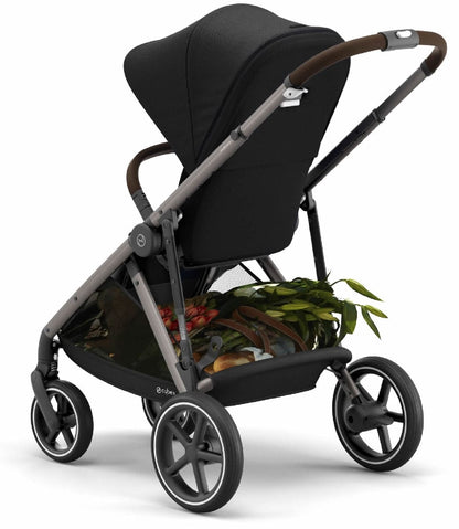 Cybex Gazelle S Stroller & Cot - Deep Black (Taupe Frame) - 520003561-520003579