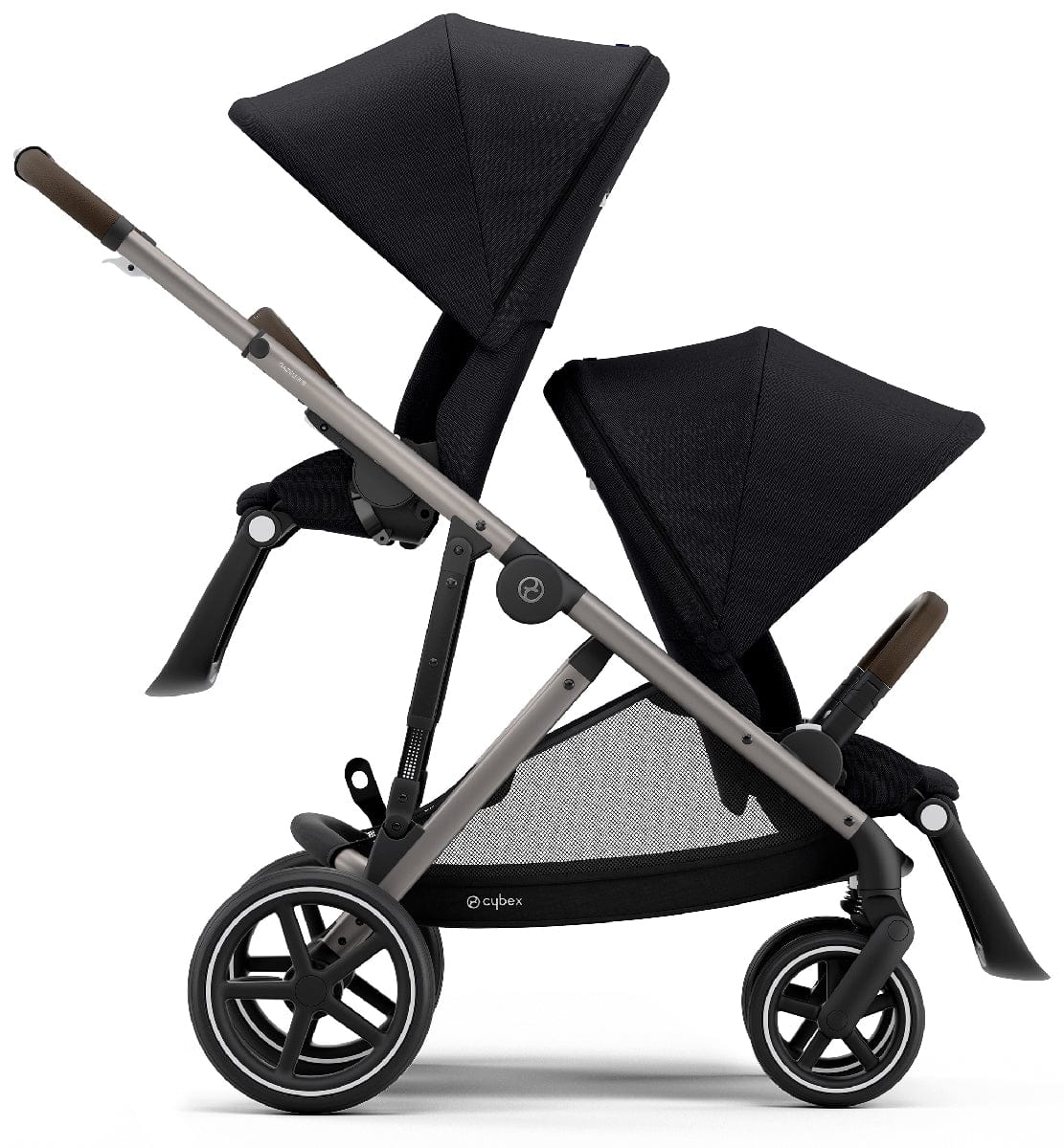 Cybex Gazelle S Single-to-Double Stroller - Deep Black (Taupe Frame) - 520003561