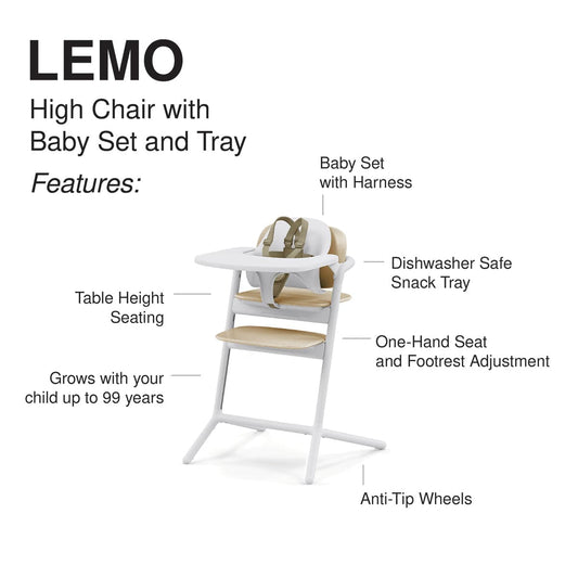 Cybex LEMO 2 High Chair 3-in-1 Set - Sand White - 521003587