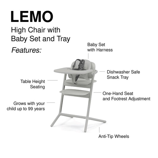Cybex LEMO 2 High Chair 3-in-1 Set - Suede Grey - 521003585
