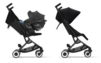 Cybex Libelle 2 Compact Stroller + Aton 2 SensorSafe Travel System Bundle - Beach Blue / Lavastone Black - 522001709-519003595