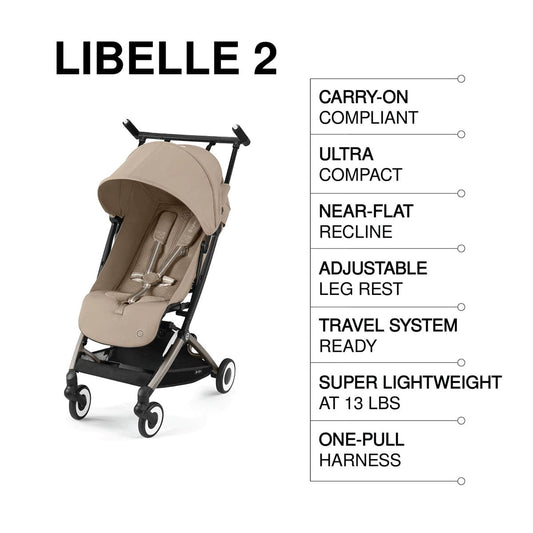 Cybex Libelle 2 Compact Stroller (with 1 Pull Harness) - Almond Beige - 524000269