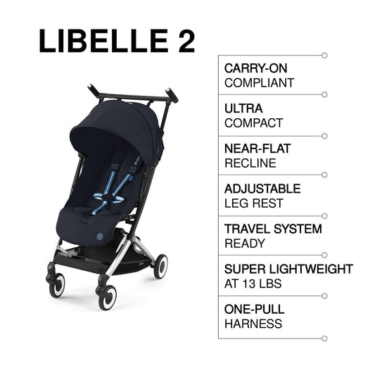 Cybex Libelle 2 Compact Stroller (with 1 Pull Harness) - Dark Blue - 524000233