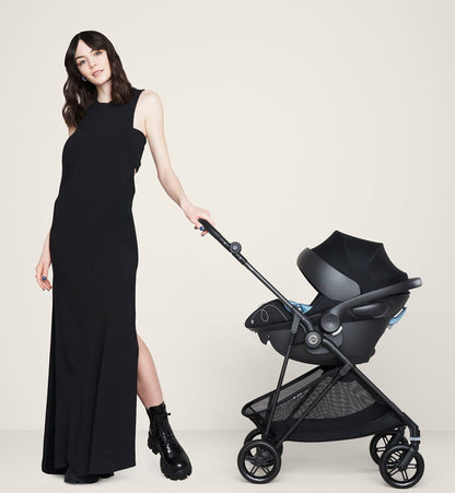 Cybex Melio Carbon 3 Stroller + Aton 2 SensorSafe Travel System Bundle - Moon Black / Lavastone Black - 522002401-519003595