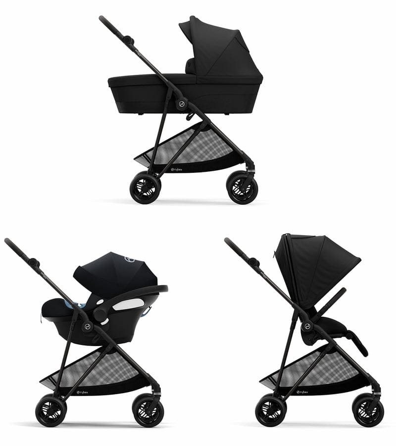 Cybex Melio Carbon + Aton 2 Travel System Bundle - Deep Black / Lavastone Black - 521001277-519003595