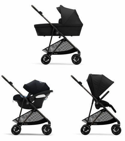 Cybex Melio Carbon + Aton 2 Travel System Bundle - Deep Black / Lavastone Black - 521001277-519003595