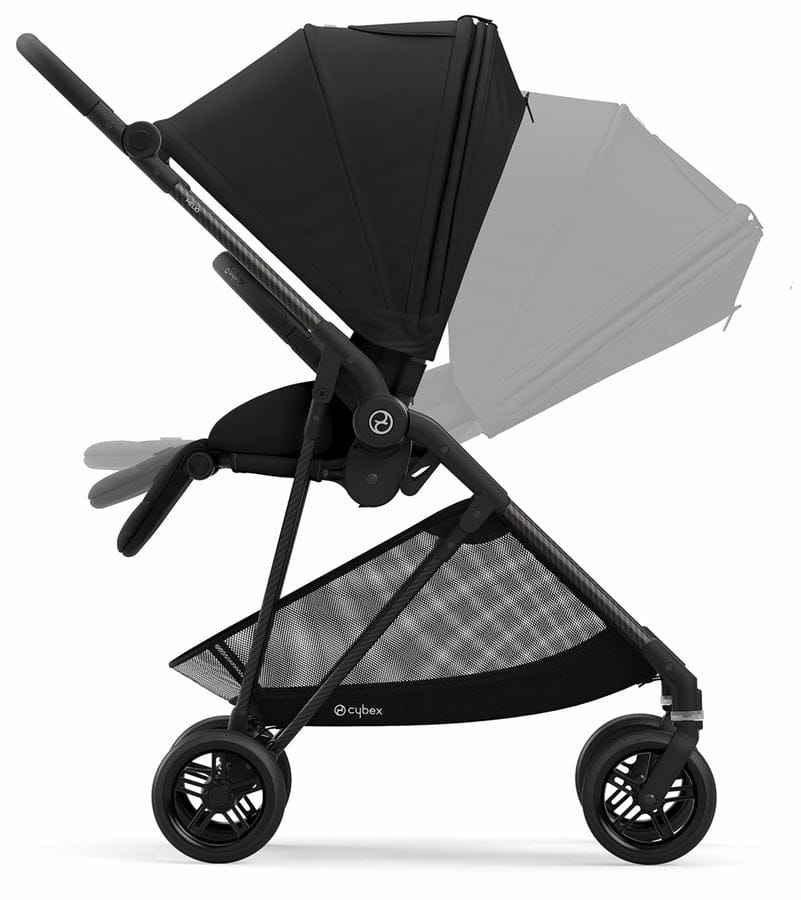 Cybex Melio Carbon + Aton 2 Travel System Bundle - Deep Black / Lavastone Black - 521001277-519003595
