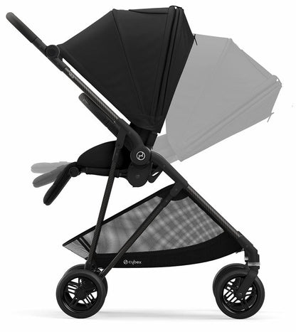 Cybex Melio Carbon + Aton 2 Travel System Bundle - Deep Black / Lavastone Black - 521001277-519003595