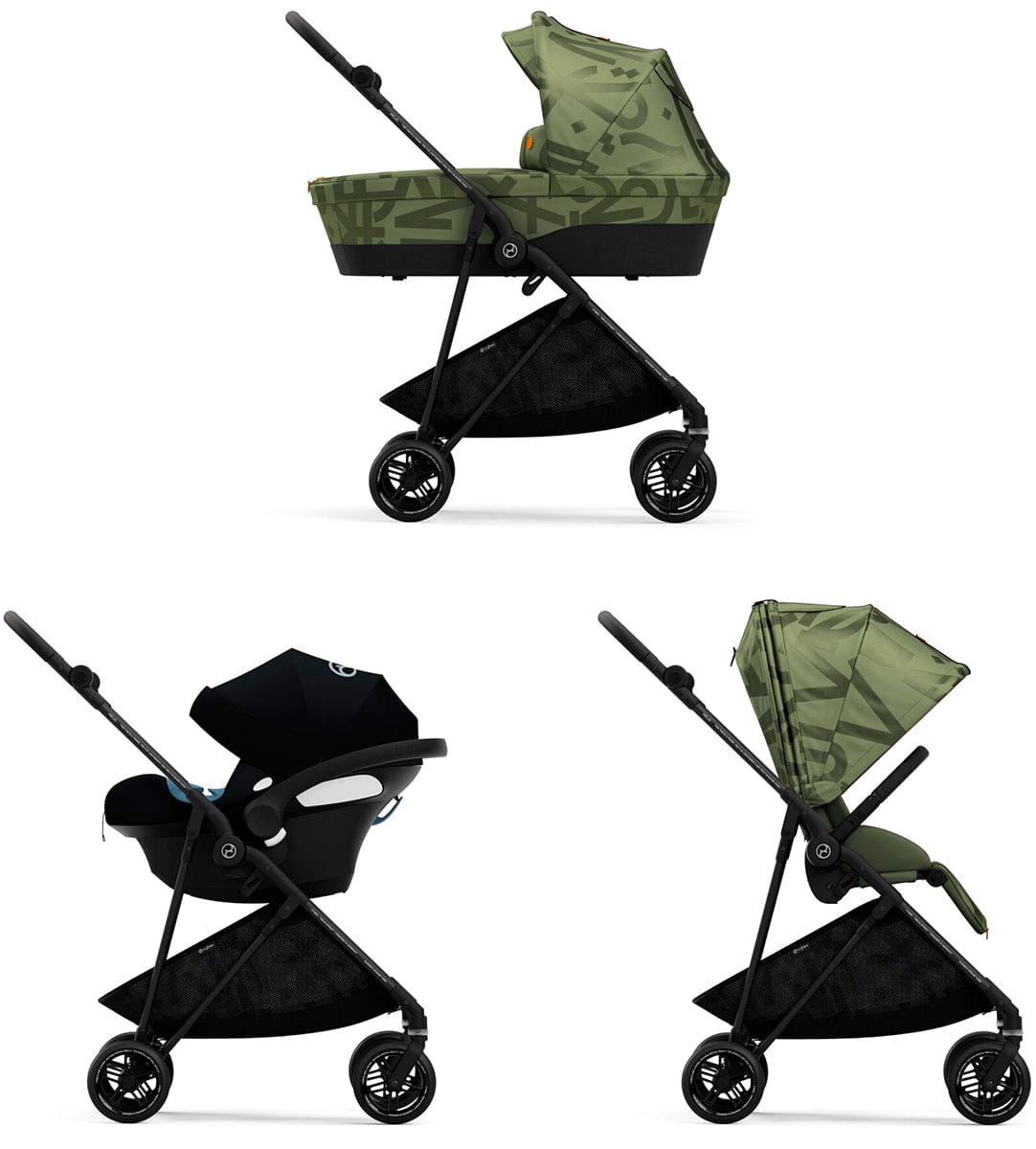 Cybex Melio Street Stroller + Cot Bundle - Olive Green - 521001591-521001567