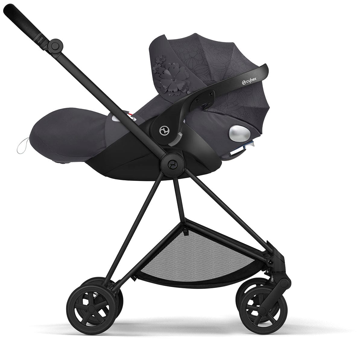 Cybex Mios 2 with Lux Bassinet + Cloud Q Travel System Bundle - Simply Flowers - Dream Grey - TRVL-519003267-B-SF-GREY