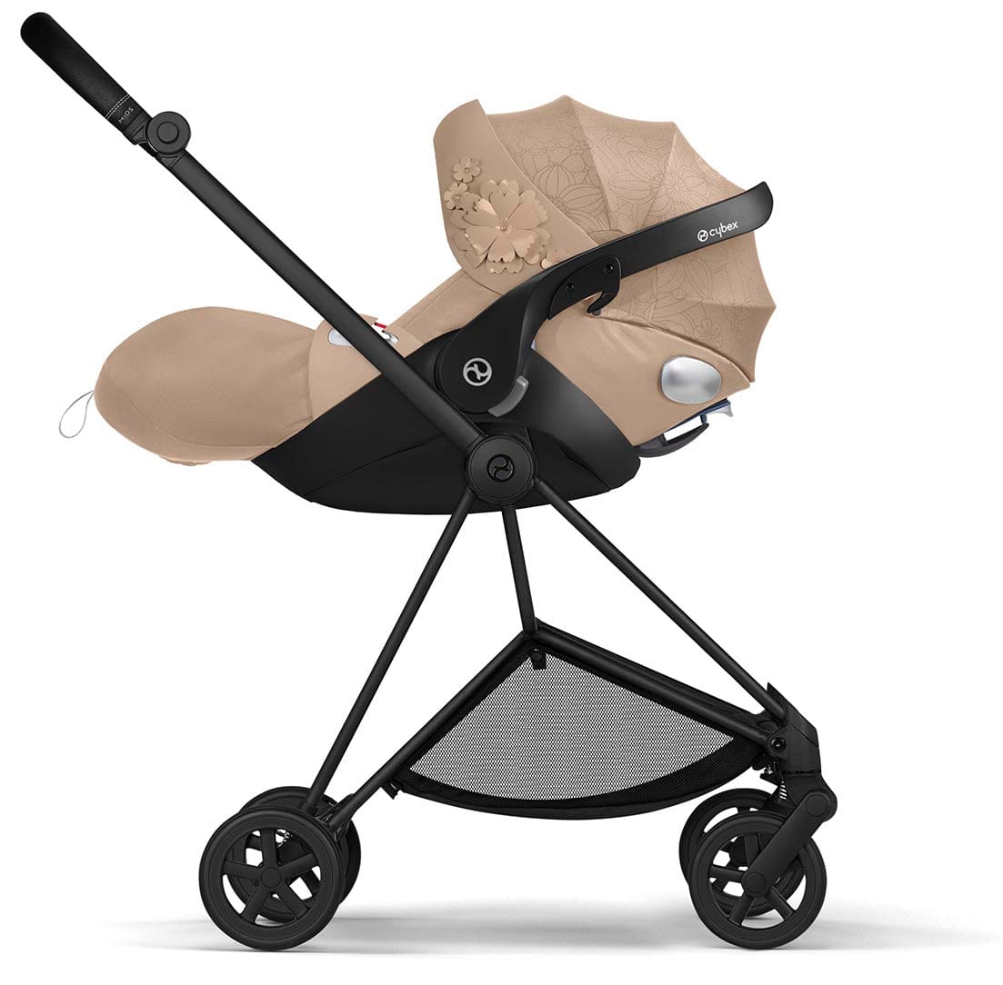 Cybex Mios 2 with Lux Bassinet + Cloud Q Travel System Bundle - Simply Flowers - Nude Beige - TRVL-519003267-B-SF-BEIGE