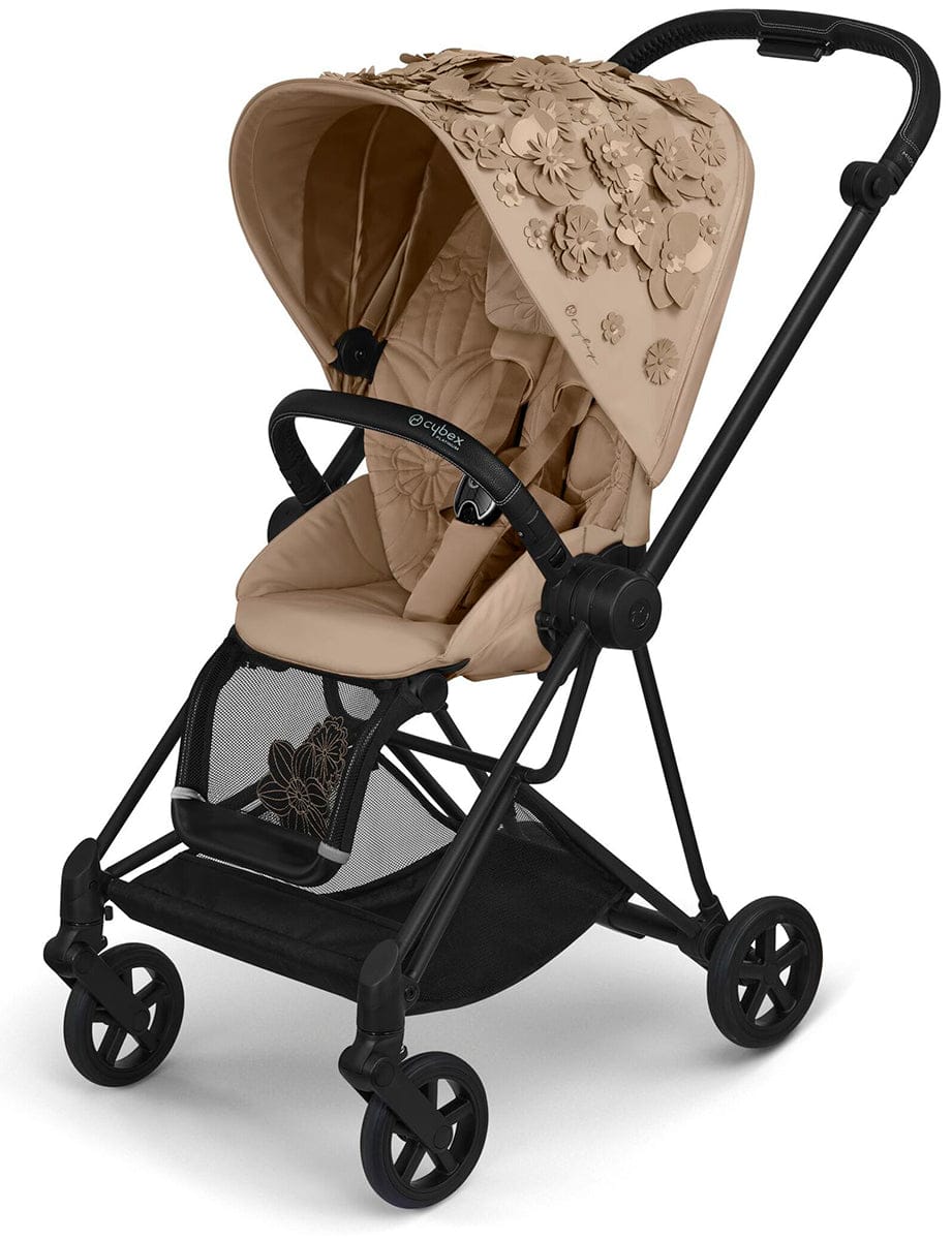Cybex Mios 2 with Lux Bassinet + Cloud Q Travel System Bundle - Simply Flowers - Nude Beige - TRVL-519003267-B-SF-BEIGE