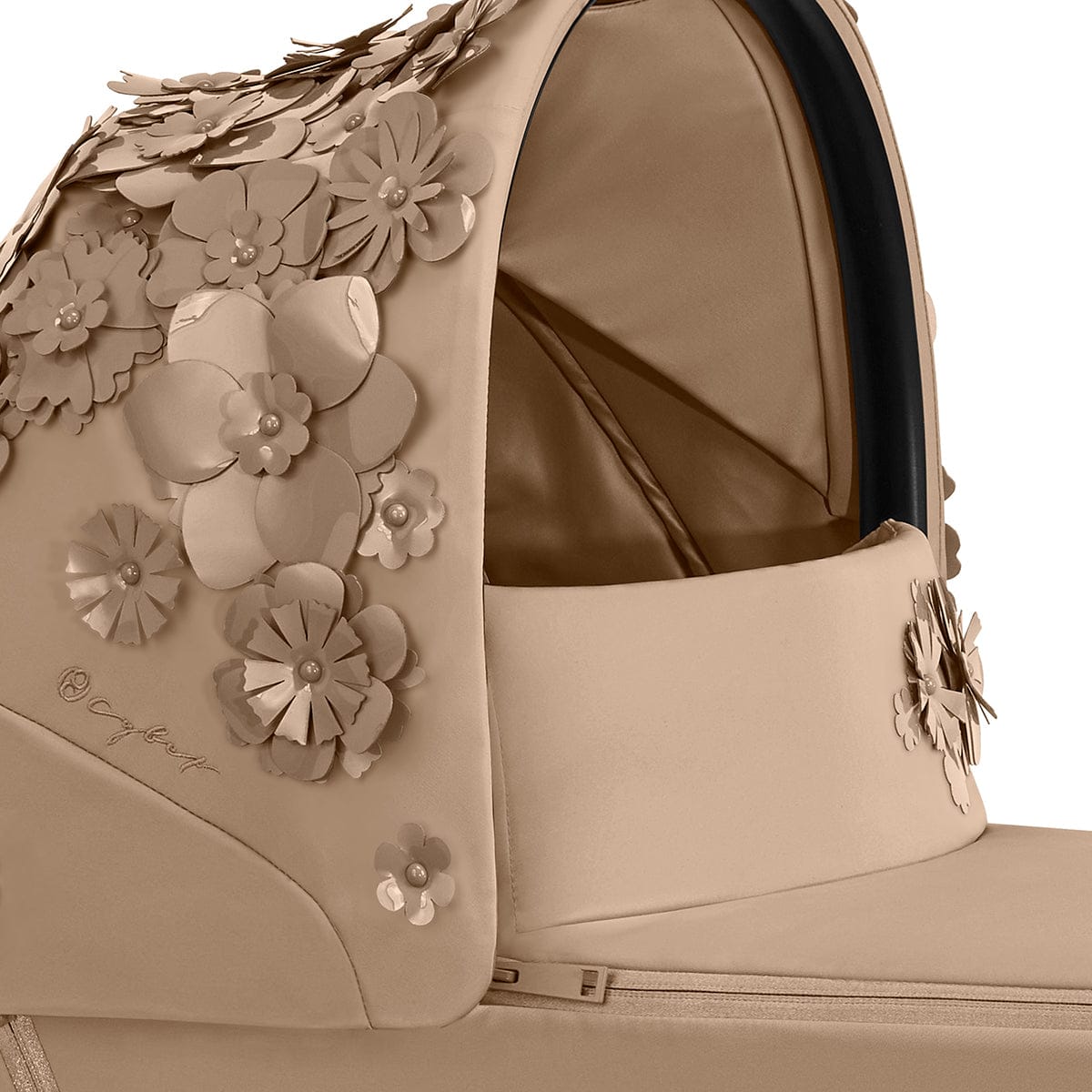 Cybex Mios 2 with Lux Bassinet + Cloud Q Travel System Bundle - Simply Flowers - Nude Beige - TRVL-519003267-B-SF-BEIGE
