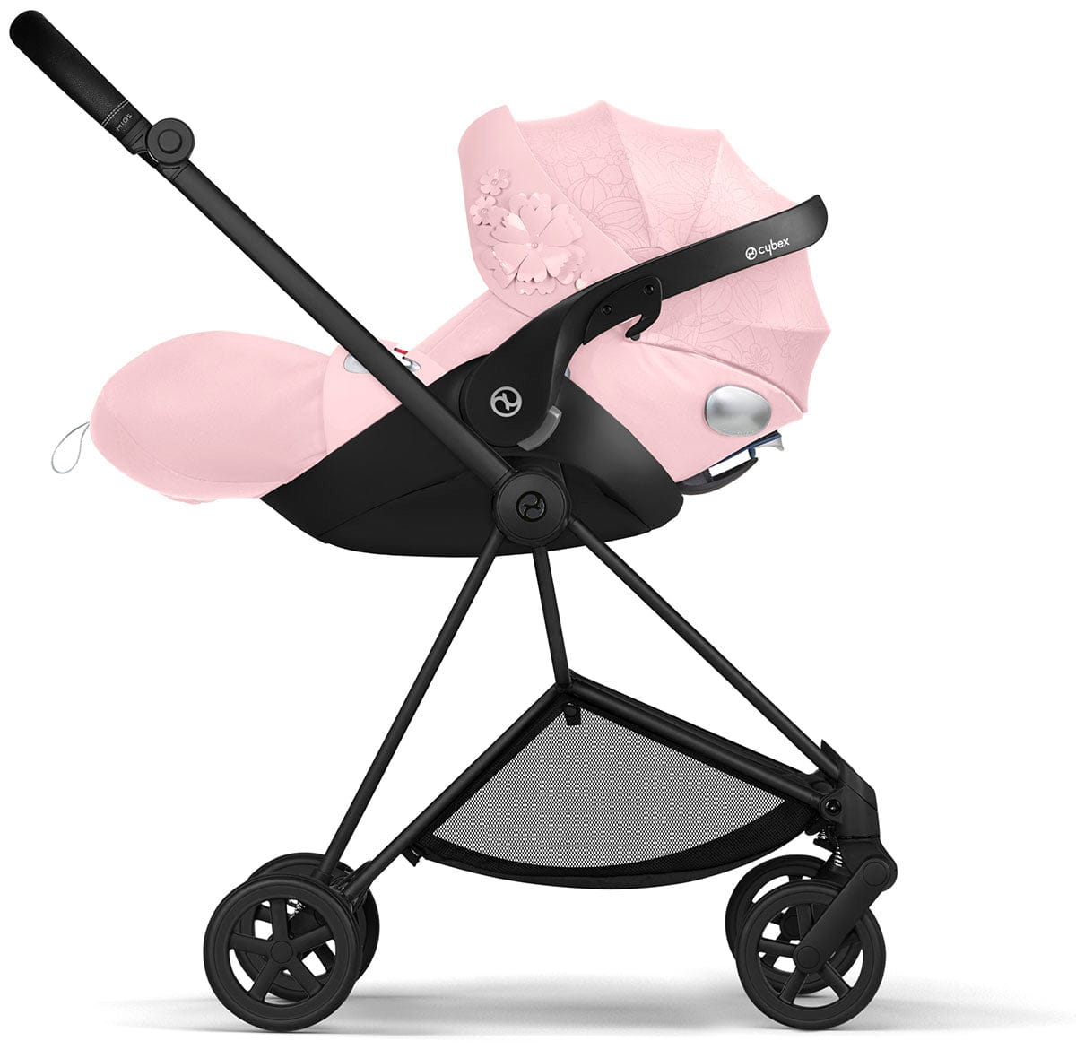 Cybex Mios 2 with Lux Bassinet + Cloud Q Travel System Bundle - Simply Flowers - Pale Blush - TRVL-519003267-B-SF-BLUSH