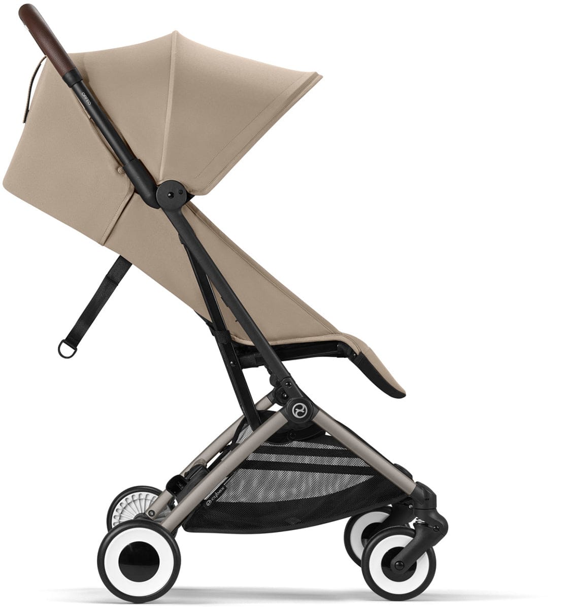 Cybex Orfeo Compact Stroller + Aton G SensorSafe Travel System Bundle - Almond Beige / Moon Black - 524000353-522004777