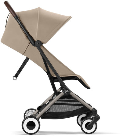 Cybex Orfeo Compact Stroller + Aton G SensorSafe Travel System Bundle - Almond Beige / Moon Black - 524000353-522004777