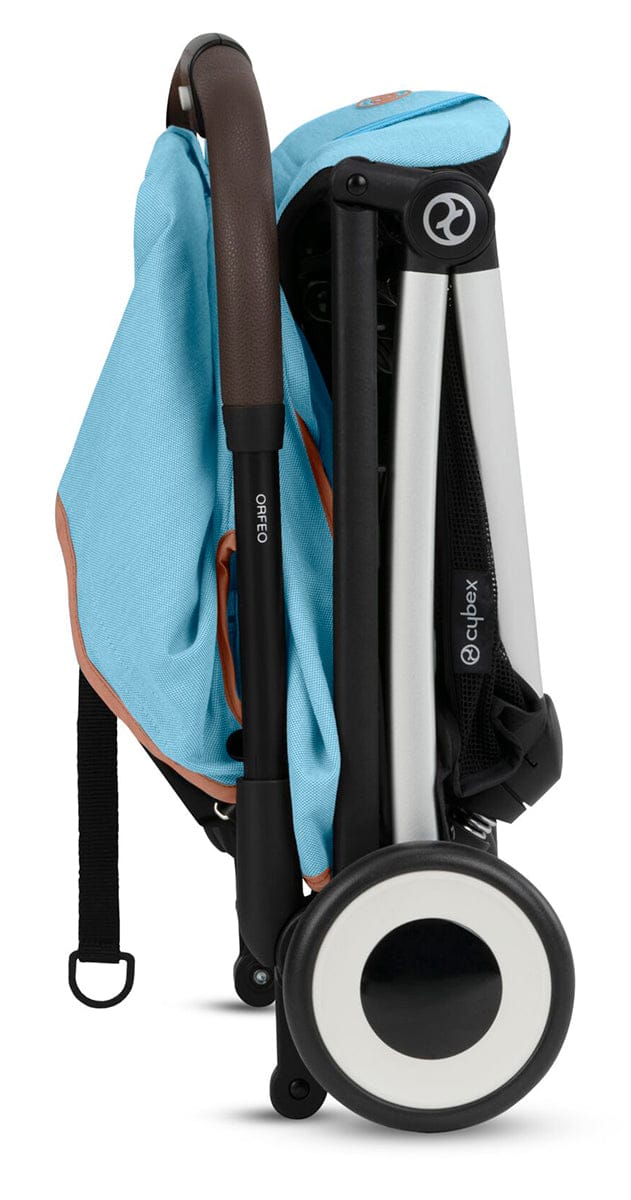 Cybex Orfeo Compact Stroller + Aton G SensorSafe Travel System Bundle - Beach Blue / Moon Black - 522004791-522004777