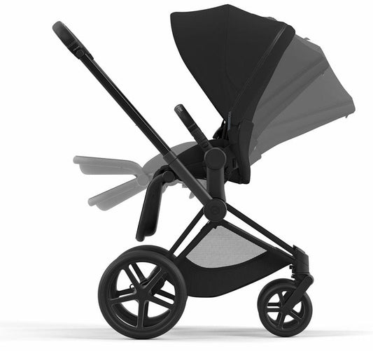 Cybex Priam 4 + Cloud G Lux SensorSafe Travel System Bundle - Matte Black / Black / Soho Grey / Moon Black - 521004121-522001401