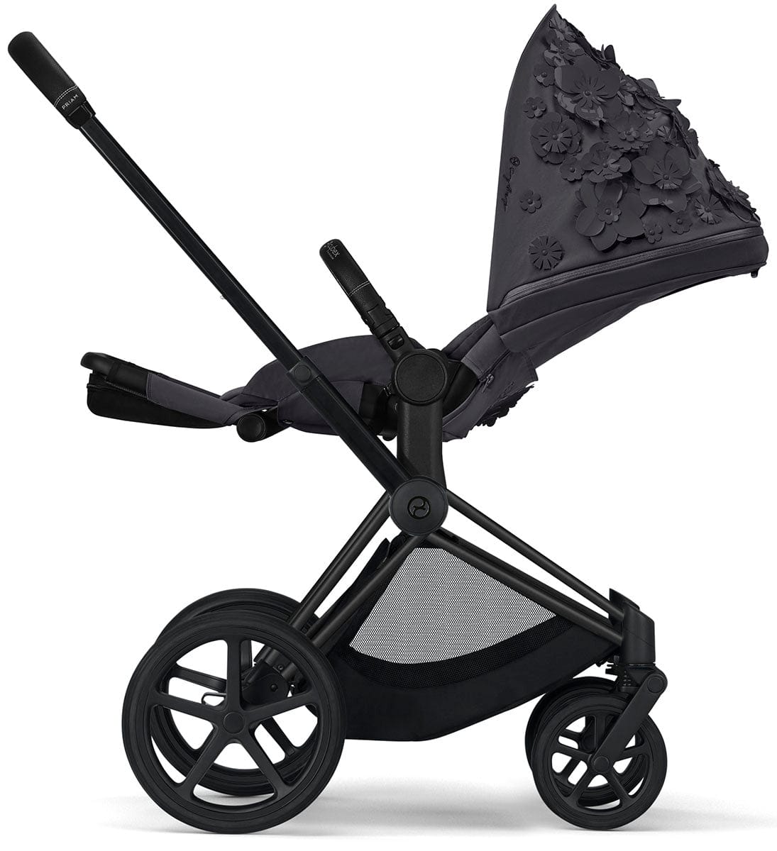 Cybex Priam 3 Complete Stroller with Lux Bassinet Bundle - Simply Flowers - Dream Grey - 519003261-B-SF-GREY