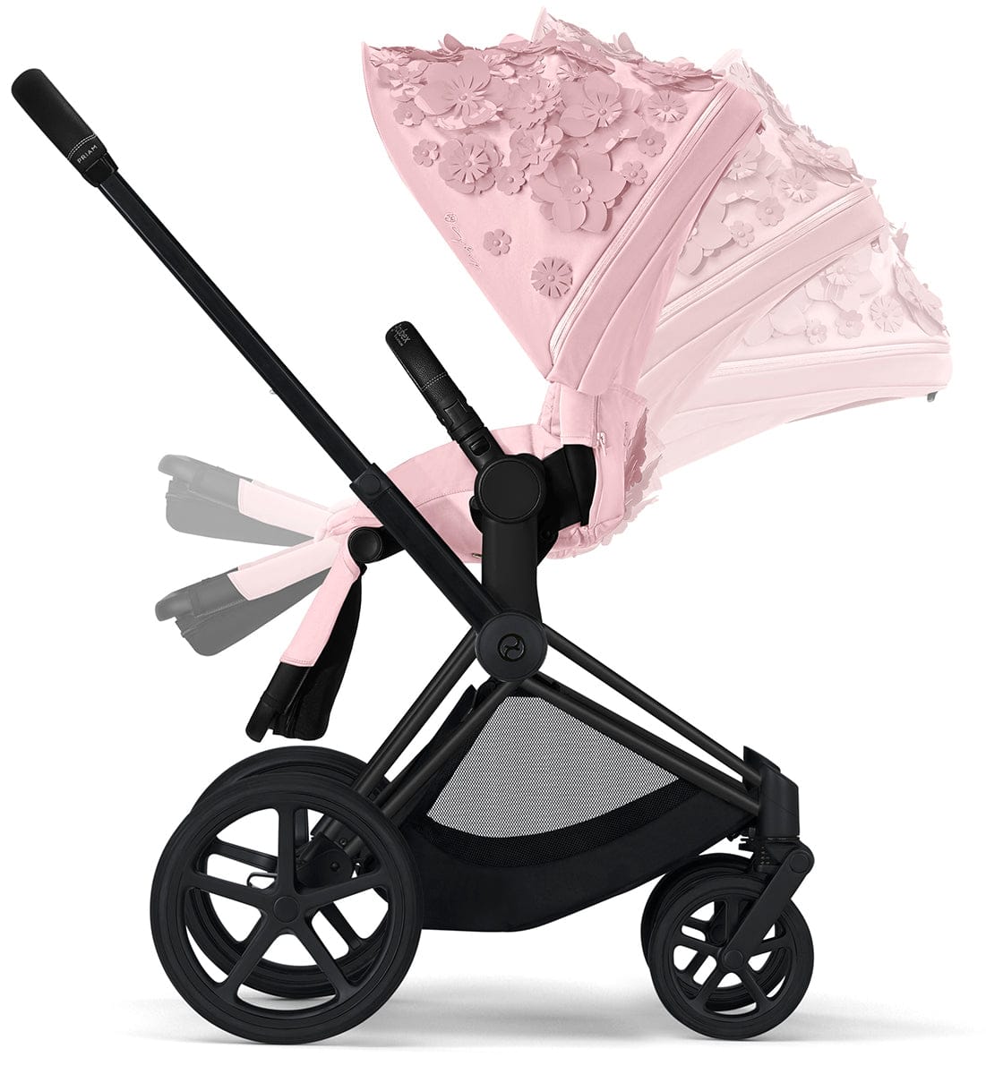 Cybex Priam 3 with Lux Bassinet + Cloud Q Travel System Bundle - Simply Flowers - Pale Blush - TRVL-519003261-B-SF-BLUSH
