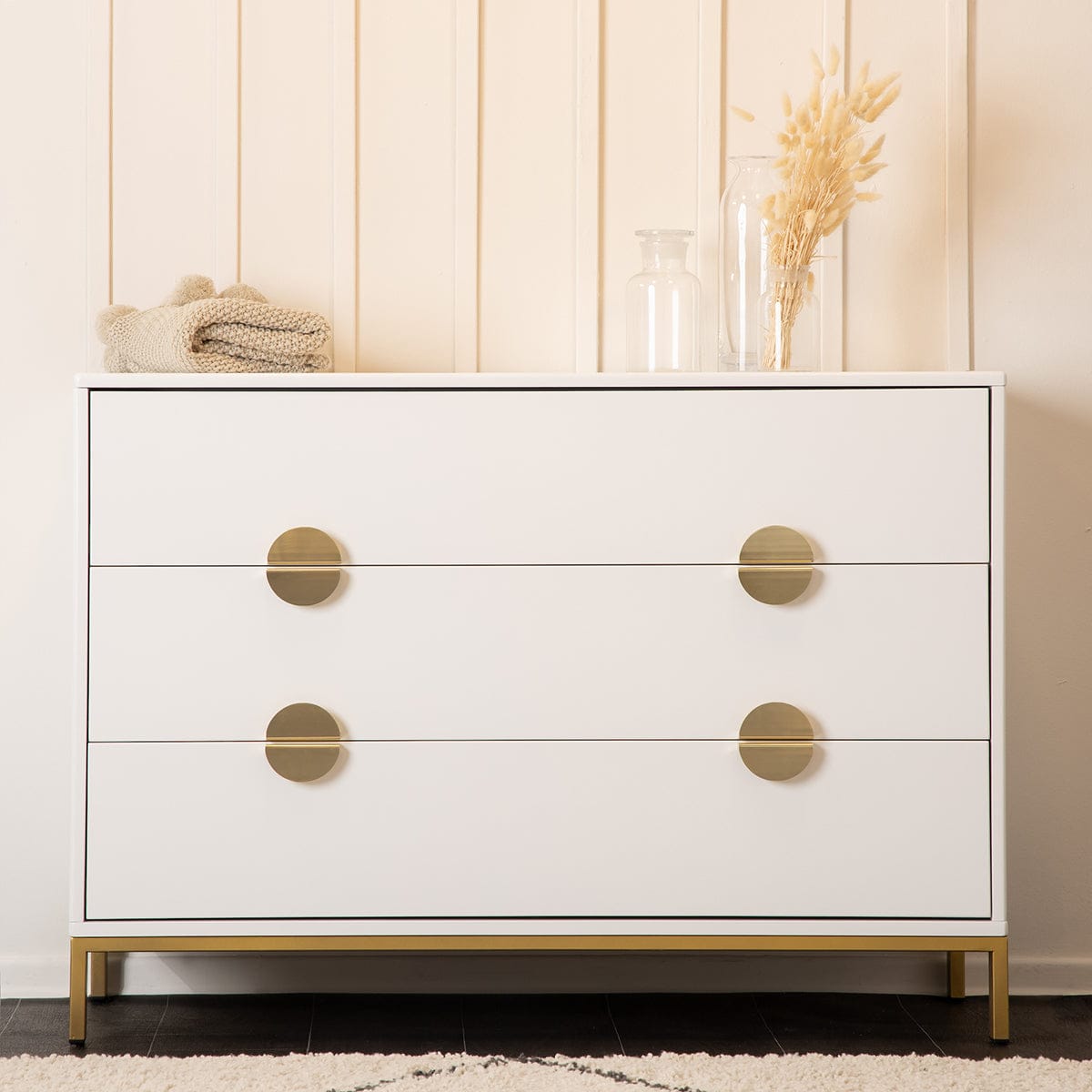 dadada Chicago 3-Drawer Dresser - White / Gold - 41891-DA