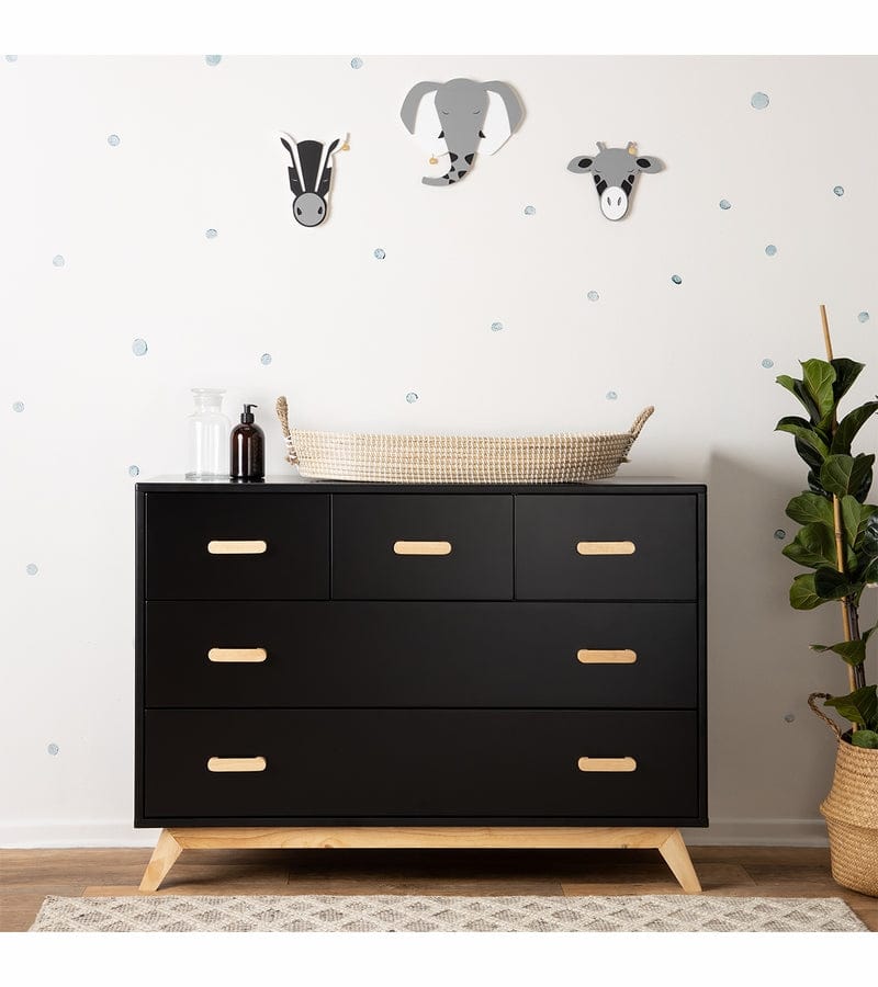 dadada Soho 3-in-1 Convertible Crib + 5-Drawer Dresser Bundle - Black / Natural - 10441-DA-41251-DA