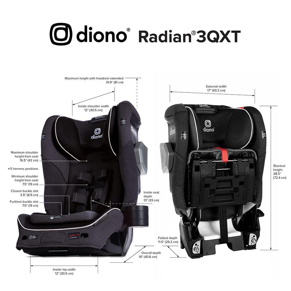 Diono Radian 3QXT Narrow All-in-One Convertible Car Seat - Black Jet