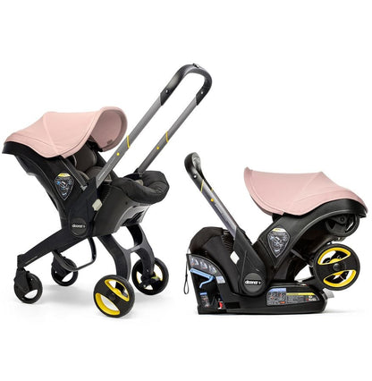 Doona+ Infant Car Seat & Stroller with Handlebar Cover Bundle - Blush Pink / Brown Leather - SP101-10-035-003-SP147-10-025-003