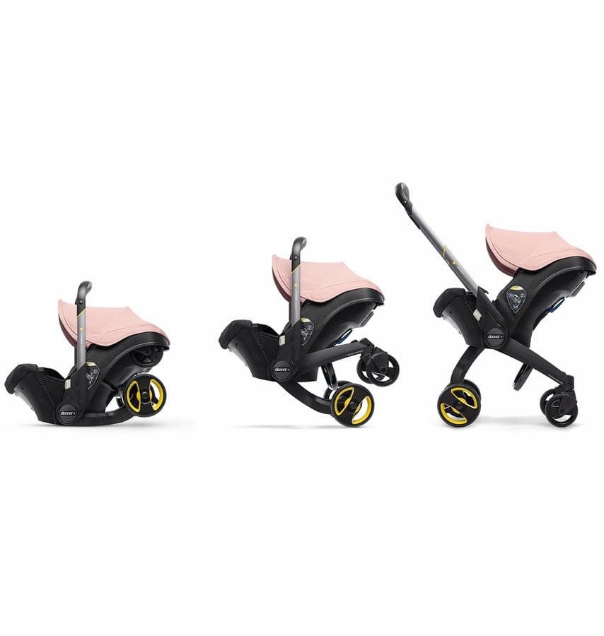 Doona+ Infant Car Seat & Stroller with Handlebar Cover Bundle - Blush Pink / Brown Leather - SP101-10-035-003-SP147-10-025-003