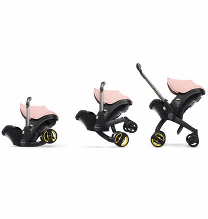 Doona+ Infant Car Seat & Stroller with Handlebar Cover Bundle - Blush Pink / Brown Leather - SP101-10-035-003-SP147-10-025-003