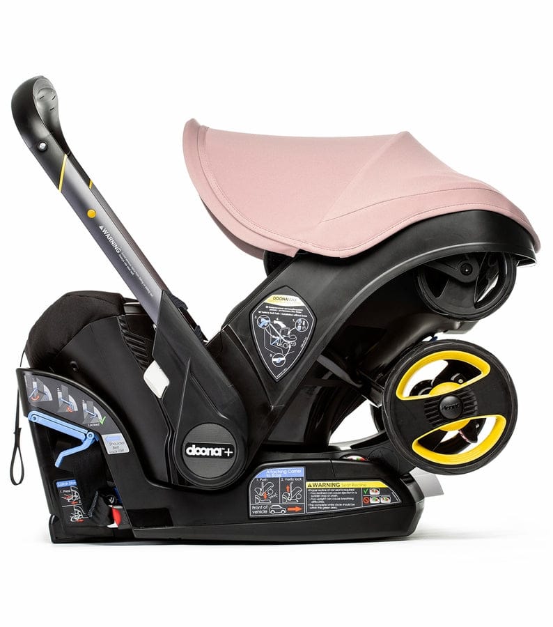 Doona+ Infant Car Seat & Stroller with Handlebar Cover Bundle - Blush Pink / Brown Leather - SP101-10-035-003-SP147-10-025-003