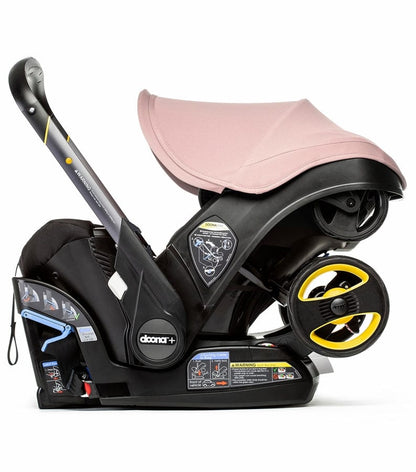 Doona+ Infant Car Seat & Stroller with Handlebar Cover Bundle - Blush Pink / Brown Leather - SP101-10-035-003-SP147-10-025-003
