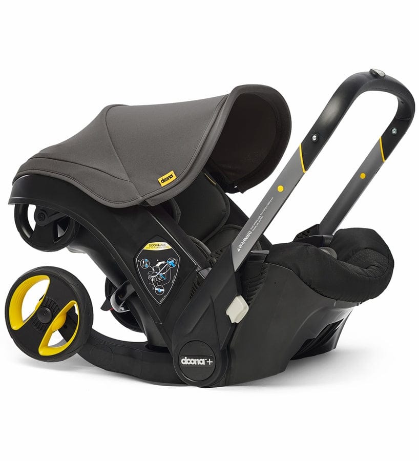 Doona+ Infant Car Seat & Stroller with Handlebar Cover Bundle - Grey Hound / Brown Leather - SP101-10-030-003-SP147-10-025-003