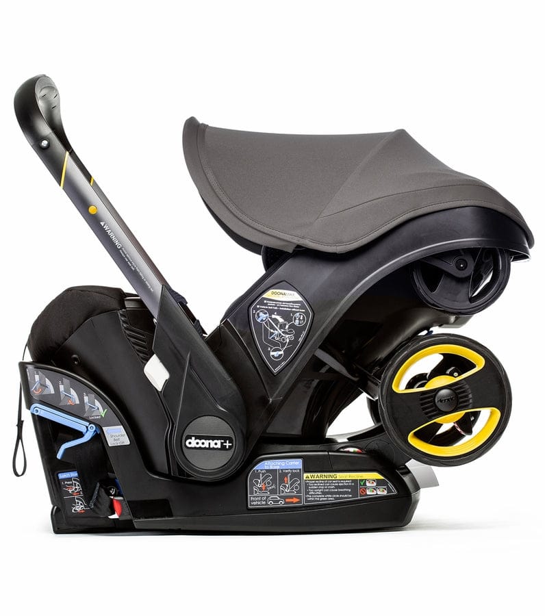 Doona+ Infant Car Seat & Stroller with Handlebar Cover Bundle - Grey Hound / Brown Leather - SP101-10-030-003-SP147-10-025-003