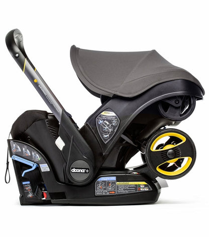 Doona+ Infant Car Seat & Stroller with Handlebar Cover Bundle - Grey Hound / Brown Leather - SP101-10-030-003-SP147-10-025-003