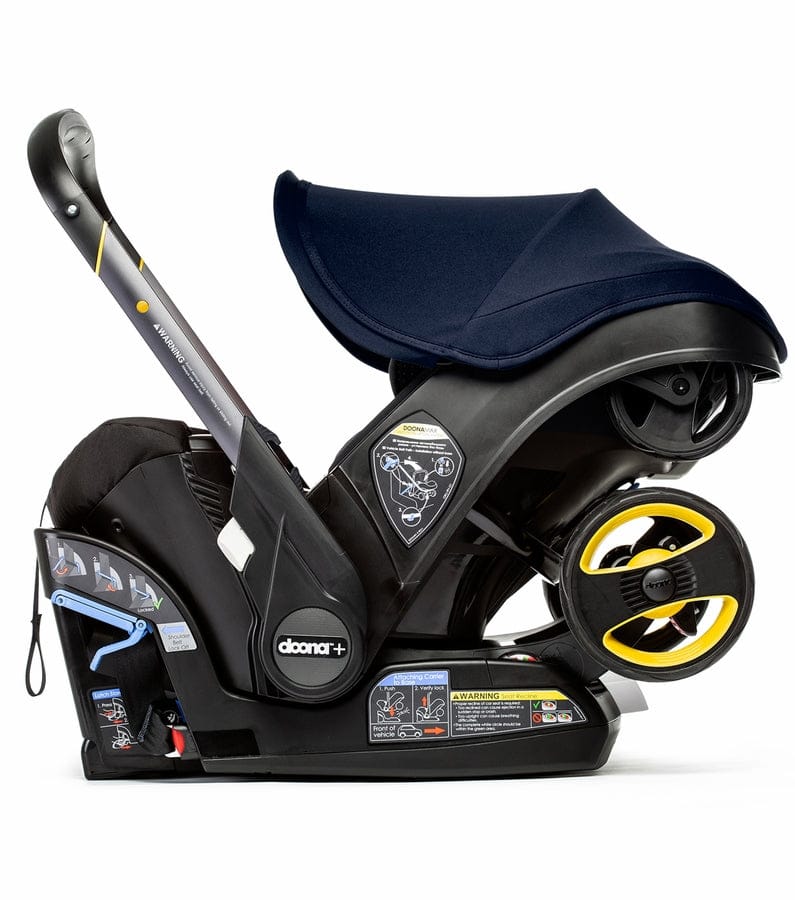 Doona+ Infant Car Seat & Stroller with Handlebar Cover Bundle - Royal Blue / Brown Leather - SP101-10-034-003-SP147-10-025-003