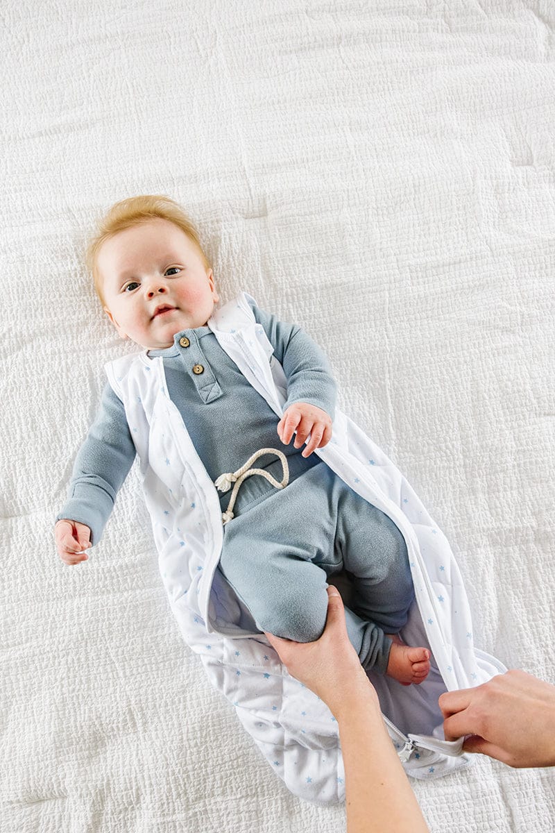 Dreamland Baby Dream Weighted Sleep Sack & Swaddle - White w/ Pink Stars, 0-6 months - DBSMSWAD-PINK