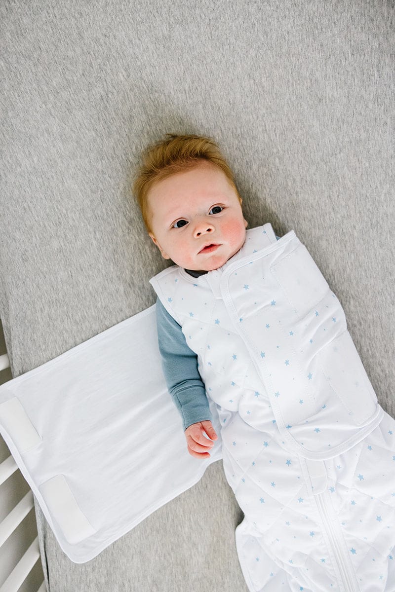 Dreamland Baby Dream Weighted Sleep Sack & Swaddle - White w/ Pink Stars, 0-6 months - DBSMSWAD-PINK