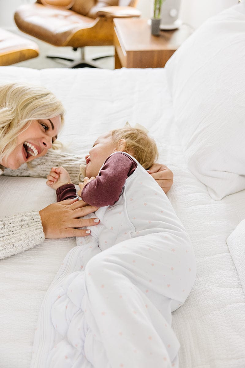 Dreamland Baby Dream Weighted Sleep Sack - White w/ Blue Stars, 12-24 months - DBLG-BLUE