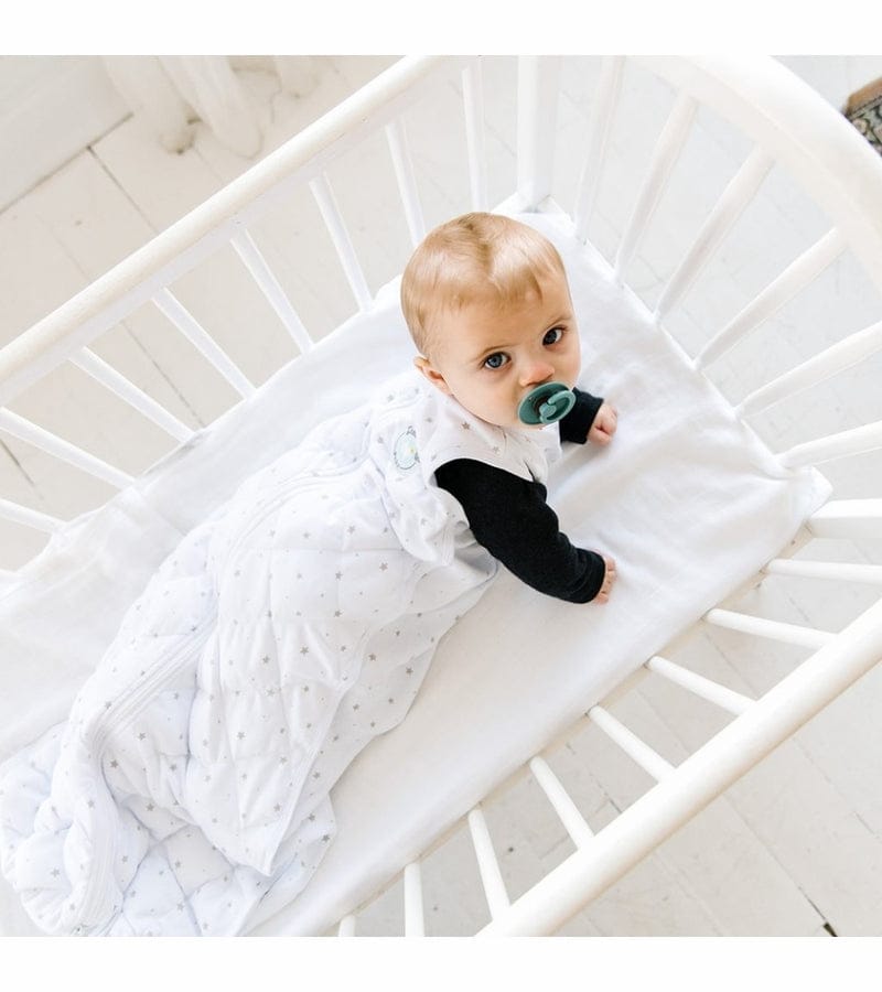Dreamland Baby Dream Weighted Sleep Sack - White w/ Blue Stars, 6-12 months - DBMED-BLUE