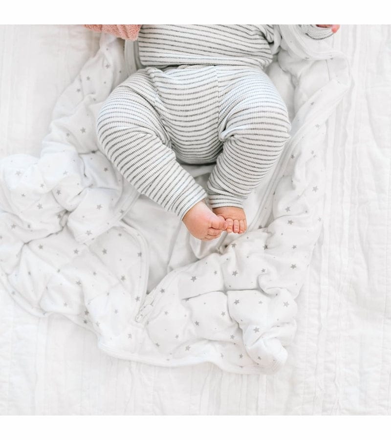 Dreamland Baby Dream Weighted Sleep Sack - White w/ Blue Stars, 6-12 months - DBMED-BLUE